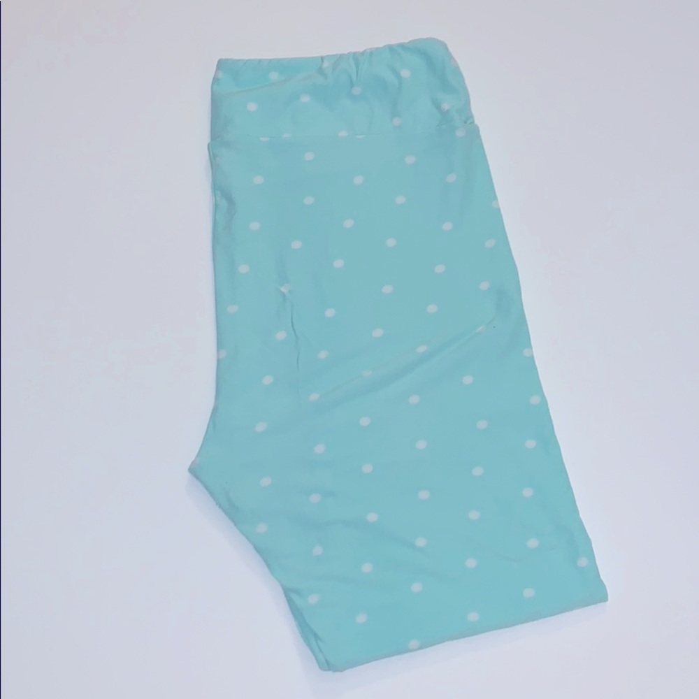 TC LuLaRoe Legging - Sea Foam w/ White Polka Dots